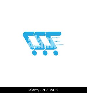 letter s shopping cart geometric design symbol logo vector Stock Vector