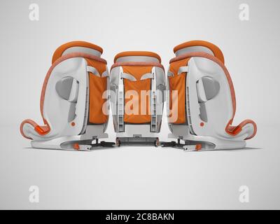 Orange car seat three pieces rear view 3d render on gray background with shadow Stock Photo