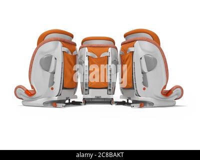 Orange car seat three pieces rear view 3d render on white background with shadow Stock Photo