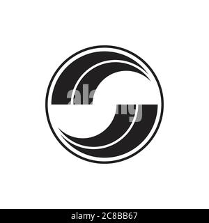 stripes circle rotate arrow geometric logo vector Stock Vector