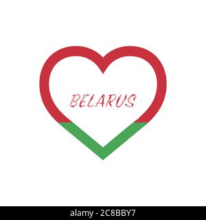 Belarus flag in heart. I love my country. sign. Stock vector illustration isolated on white background. Stock Vector