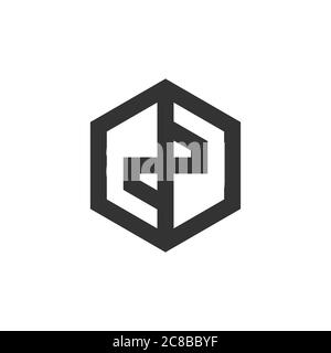abstract letter dp line geometric hexagonal logo vector Stock Vector