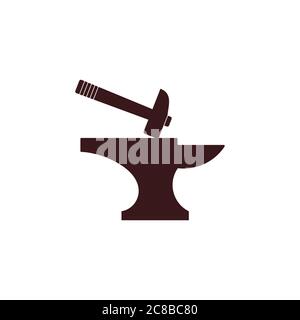 hammer iron silhouette simple symbol vector Stock Vector