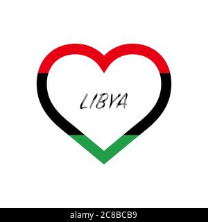 Libya flag in heart. I love my country. sign. Stock vector illustration isolated on white background. Stock Vector