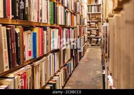 Europe, France, Haute-Vienne, Limoges. Sept. 5, 2019. Old books in shop in Limoges. Stock Photo