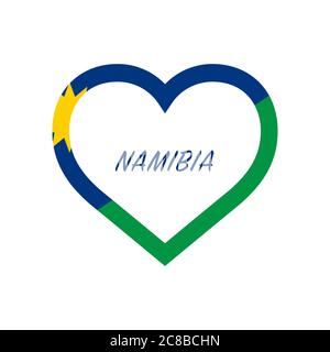 Namibia flag in heart. I love my country. sign. Stock vector illustration isolated on white background. Stock Vector
