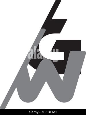 letter wg simple linked slice logo vector Stock Vector