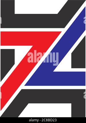 number 7 L opposite arrow square geometric logo vector Stock Vector