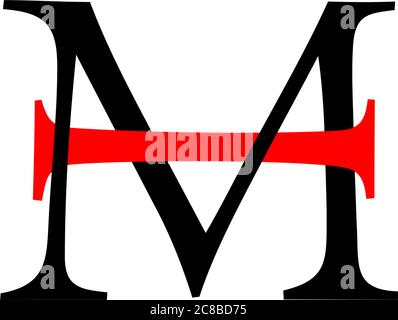 letter mh linked abstract colorful logo vector Stock Vector