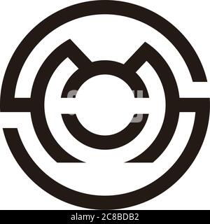 letter sm symbol circle geometric line logo vector Stock Vector