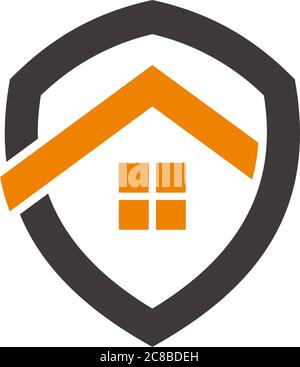 home shield symbol, simple geometric line logo vector Stock Vector