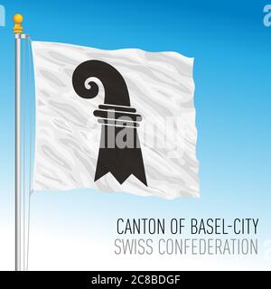 Canton of Basel City, official flag, Switzerland, european country, vector illustration Stock Vector