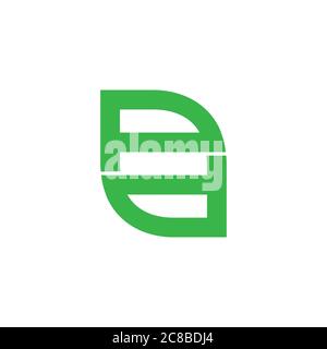 letter pd simple geometric leaf symbol, line art design logo vector Stock Vector