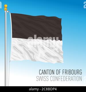 Canton of Fribourg, official flag, Switzerland, european country, vector illustration Stock Vector