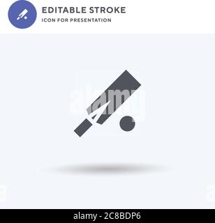 Cricket icon vector, filled flat sign, solid pictogram isolated on white, logo illustration. Cricket icon for presentation. Stock Vector