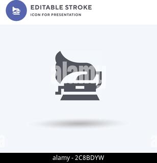 Gramophone icon vector, filled flat sign, solid pictogram isolated on white, logo illustration. Gramophone icon for presentation. Stock Vector
