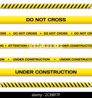 Vector set of under construction lines on white background Stock Vector