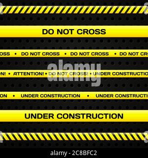 Vector set of Under construction lines on dark background for yourspresentation, banners and websites Stock Vector