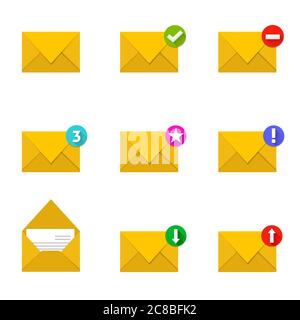 Vector set of envelope icons with different condition Stock Vector