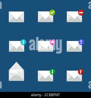 Vector set of envelope icons with different condition Stock Vector