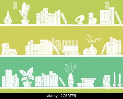 Shelves graphic color seamless pattern background sketch illustration vector Stock Vector