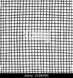 Seamless squared pattern. Simple background with hand drawn black and white lines. Striped texture. Vector illustration Stock Vector