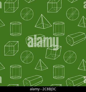 Seamless vector pattern wiht geometrical figures on blackbord Stock Vector