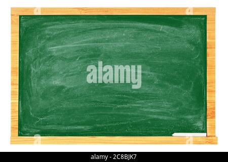 rubbed out chalkboard with chalk isolated on white Stock Photo