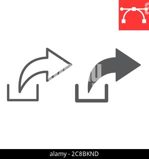 Share line and glyph icon, ui and button, arrow sign vector graphics, editable stroke linear icon, eps 10. Stock Vector