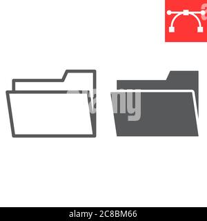 Folder line and glyph icon, ui and button, document sign vector graphics, editable stroke linear icon, eps 10. Stock Vector