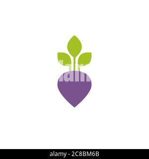 beet, beetroot icon. Flat purple turnip vegetable iIsolated on white. Vector cooking illustration. Organic food, eco sign. Growth concept Stock Vector