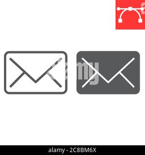 Email line and glyph icon, ui and button, envelope sign vector graphics, editable stroke linear icon, eps 10. Stock Vector