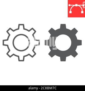 Settings line and glyph icon, ui and button, cogwheel sign vector graphics, editable stroke linear icon, eps 10. Stock Vector