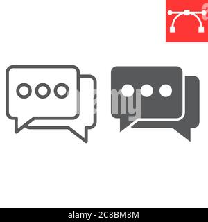 Chat line and glyph icon, ui and button, message sign vector graphics, editable stroke linear icon, eps 10. Stock Vector