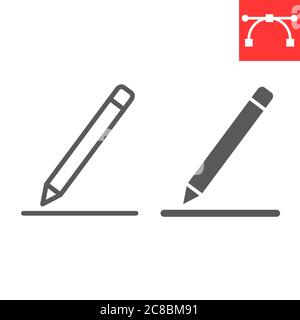 Edit line and glyph icon, ui and button, pen sign vector graphics, editable stroke linear icon, eps 10. Stock Vector