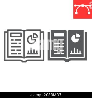 Homework line and glyph icon, school and education, notebook sign vector graphics, editable stroke linear icon, eps 10. Stock Vector