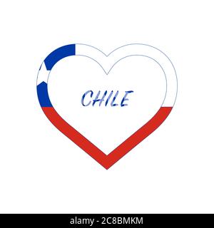 Chile flag in heart. I love my country. sign. Stock vector illustration isolated on white background. Stock Vector