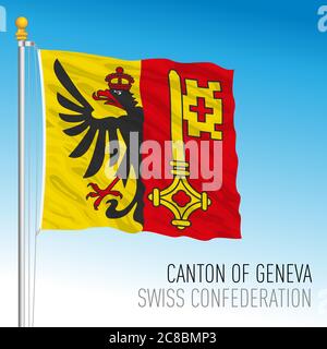 Canton of Geneva, official flag, Switzerland, european country, vector illustration Stock Vector