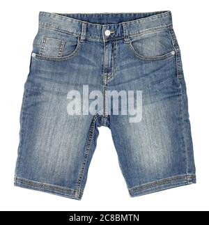 pair of denim shorts isolated on white Stock Photo