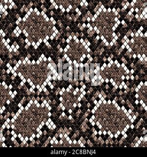 Snakeskin seamless pattern. Brown and teal turquoise reptile repeating texture. Textured snake skin fashionable background. Fashion and stylish animal Stock Photo