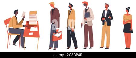 HR department and line of candidates for vacant place Stock Vector