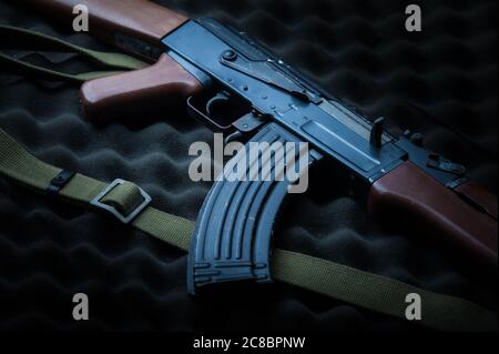 Famous Russia's assault rifle Kalashnikov AK-47 Stock Photo