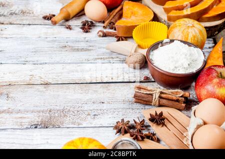 Autumn baking concept with ingredient. Stock Photo