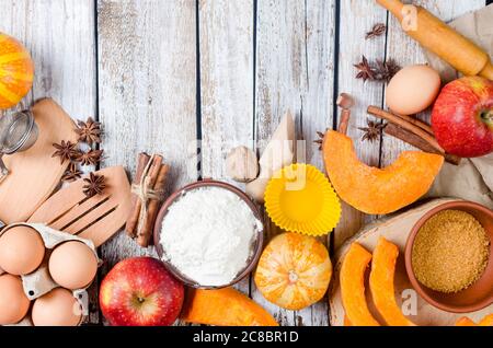 Autumn baking concept with ingredient. Stock Photo