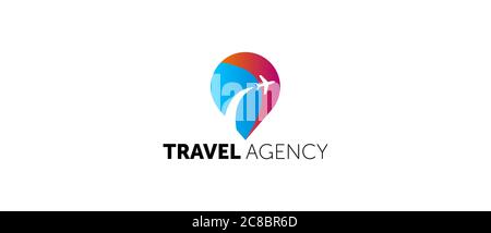 Air traveling - vector logo template. Aircraft silhouette illustration for transportation and travel agency. Airplane sign. Tickets company symbol Stock Vector