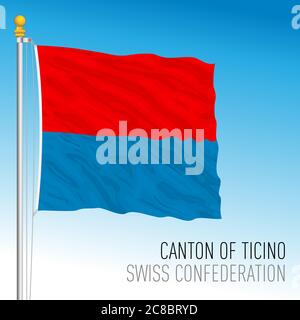 Canton of Ticino, official flag, Switzerland, european country, vector illustration Stock Vector