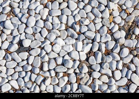White stone background. White pebbles stone for background. Stock Photo