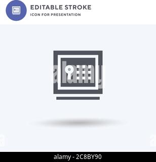 Safebox icon vector, filled flat sign, solid pictogram isolated on white, logo illustration. Safebox icon for presentation. Stock Vector
