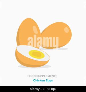 Vector flat isolated icon of food supplements - Chicken Eggs Stock Vector