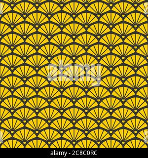 Geometric seamless vintage pattern with fans, abstract pattern in chinese style Stock Vector